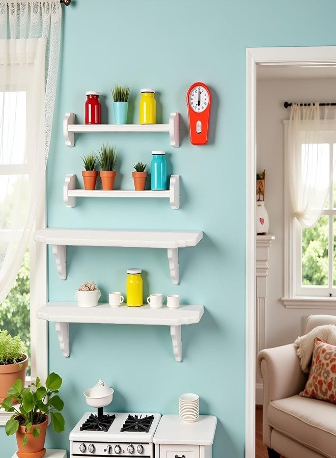 Cauaoa 2 Pcs White Dollhouse Wall Shelf, 1:12 Scale Dollhouse Miniatures Display Shelf Wall Shelf White Dolls Accessories Dollhouse Decoration - Image 3